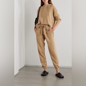 ALLUDE Wool Cashmere Blend Hoodie And Track Pants Set Beige Size Medium